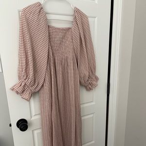 O.P.T. Pink Gingham Athena Puff Sleeve Dress